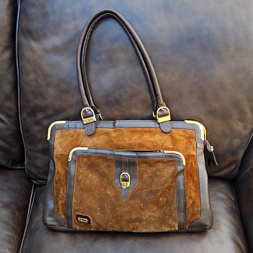 Brown suede philippe bag